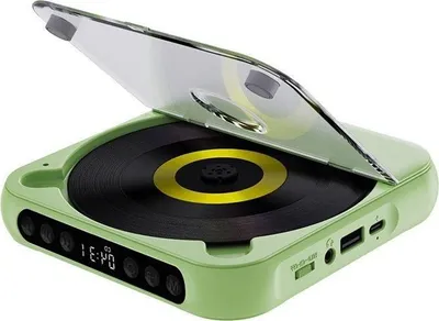 Produktbild von AIORBER Tragbarer Bluetooth CD-Player, USB-C Schnellladung, ultraflach & kompakt, MP3/WMA, Touch-Tasten, AUX, für unterwegs & Zuhause, Grün