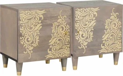 Image de Cabinet de chevet avec porte 2 pcs Gris 40 x 33 x 46 cm
