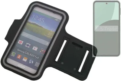 Produktbild von Kompatibel mit Sharp Aquos Sense9 Neopren Jogging Armband Sportarmband Oberarmband schwarz kompatibel mit Sharp Aquos Sense9 mit Reflektor Streifen.