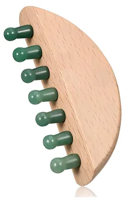 Produktbild von Jade-massagekamm Mit Zähnen Für Kopfhaut Holzgriff Kopfhautkamm Schabemassagekamm Für Haarpflege Und Entspannung