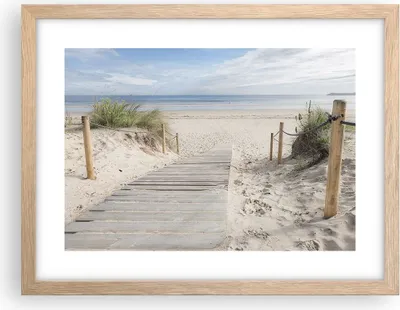 Produktbild von Gerahmtes Poster - Rahmen in heller Eiche - Strand Düne Eintritt - 40x30 cm - Wand Bild - Wanddeko - Wandbilder - Wandposter - Bilderrahmen - Bilder - Kunstdruck - Wandbild - P2NAA40x30-4188