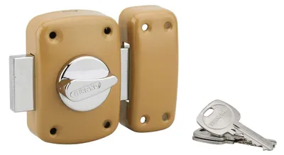 Image de Verrou à bouton Corvette pour porte d'entrée, cylindre 50mm, acier, 3 clés, époxy bronze - THIRARD