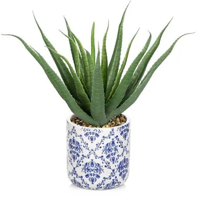 Immagine prodotto di Aloe vera artificiale in vaso di Vetroceramica, decorazione per il soggiorno e il balcone
