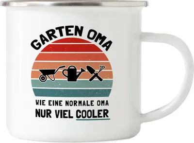 Produktbild von Garten Oma wie eine normale Oma nur viel cooler Emaille Tasse Omi Gartenarbeit Pflanzen
