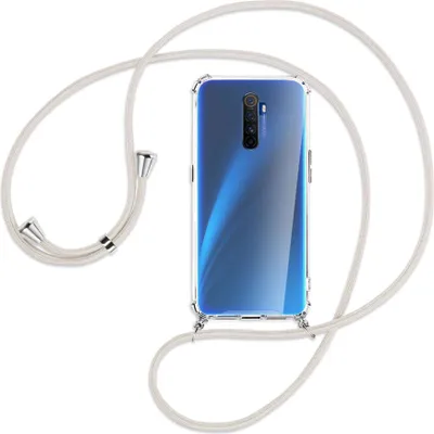 Produktbild von Handykette Backcover-Schutzhülle mit Band (Metall silberfarben) für Realme X2 Pro - broken white