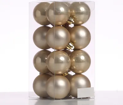 Christbaumkugel - Weihnachtskugel - bruchfest - D: 4cm - glänzend und matt - champagner - 16er Set