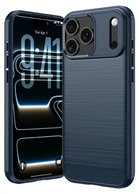 Produktbild von Mobigear Brushed Slim Schutzhülle für iPhone 18 Pro Max, flexible TPU-Hülle, blau