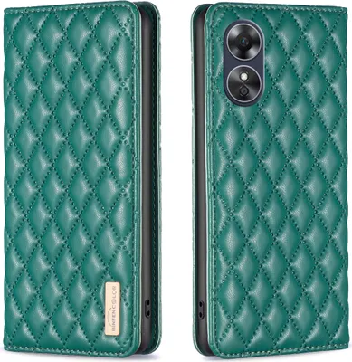 Produktbild von OPPO A17 Hülle, Elegant Bookstyle Flip Leder Kartenfächer Schutzhülle mit Ständer für OPPO A17 Grün