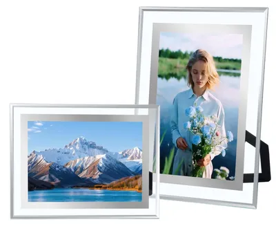 Image de 2 cadres photo de 10 x 15 cm - argenté, design moderne, adaptés aux photos verticales et horizontales