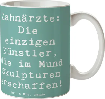 Produktbild von Mr. & Mrs. Panda Kaffeebecher Spruch Zahnarzt Künstler - Meeresbrise - Geschenk, Tasse, Pott, Zahnärzte Sprüche, Berufe, Dentalhygiene, kreative Geschenke, Beruf, Humor