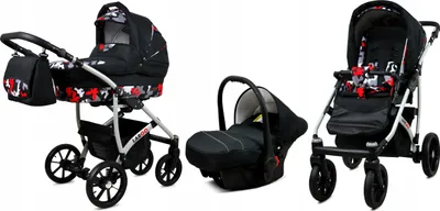 Produktbild von BabyLux® Largo | 3in1 Kinderwagen Set | Black Moro | Kombikinderwagen | Kinderwagenset | Buggy +