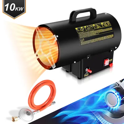 Obrázek produktu pro TolleTour 10 kW plynový ohřívač ventilátorový plynový ohřívač s regulátorem tlaku ochrana proti přehřátí rukojeť a hadice pro 150㎡ dílny, silniční mosty, železniční letiště údržba strojů průmyslové provozy