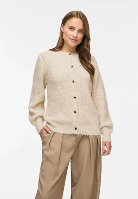 Produktbild von VILA Modische Strickjacke Rundhals Knopfleiste Ballonärmel Größe: XXL