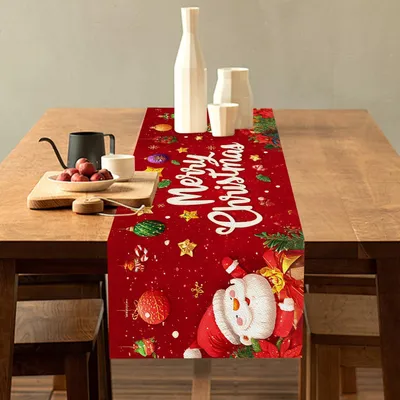 Obrázek produktu pro Běžec na stůl, vánoční, zimní dekorace, 40x100 cm, červený, "Veselé Vánoce"