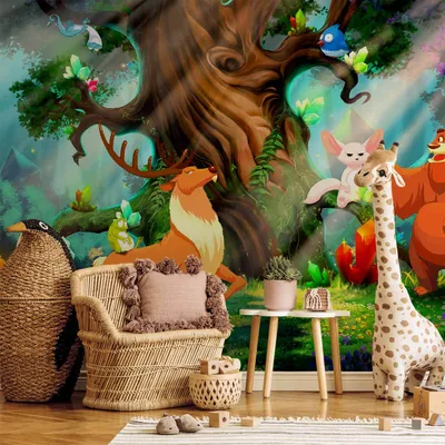 Produktbild von Selbstklebende Folie Fototapete - Bear and Friends 441x315 cm Für Kinder e-C-0053-a-a