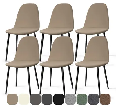 Produktbild von Stuhlhussen 6 Stück Stretch Khaki für Esszimmerstühle Universal Elasthan Waschbar