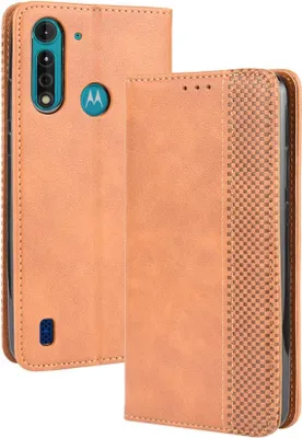 Produktbild von Motorola Moto G8 Power Lite Hülle - Coverup Vintage Style Klapphülle - Braun