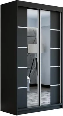 Produktbild von Schwebetürenschrank Kleiderschrank ERA 120 cm Schrank Garderobe Spiegel.Verschiedene Farben (Weiß, Schwarz, Somona). Möbel vom Hersteller!