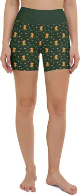 Produktbild von Mr. & Mrs. Panda Yoga Shorts Fuchs Weihnachten Größe S - Grün - Geschenk, Weihnachtsmann, Sporthose, Winter, Advent, Sportshorts, Weihnachtszeit, Nikolaus, Heiligabend