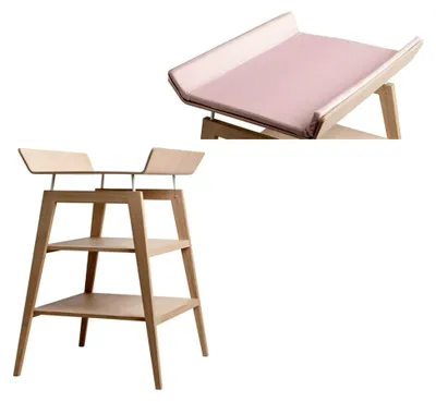 Produktbild von Linea Wickeltisch Eiche mit Schaumauflage und Bezug in Farbe soft pink