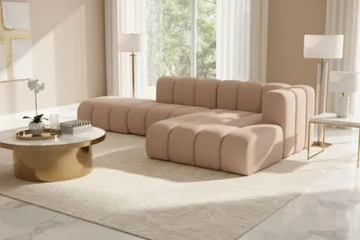 Produktbild von Kaiser Möbel Ecksofa L-Form mit Hocker, Grand Mini, Stoff Salvador, Beige, Rechts