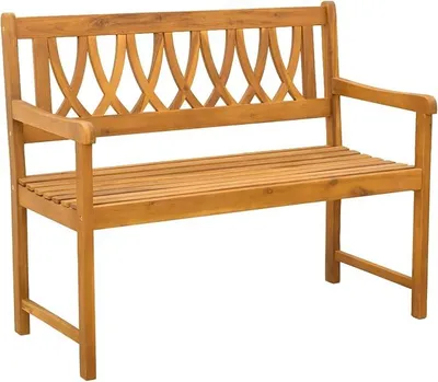 Imagen del producto de Banco de jardín de madera de acacia, color natural, 110 cm