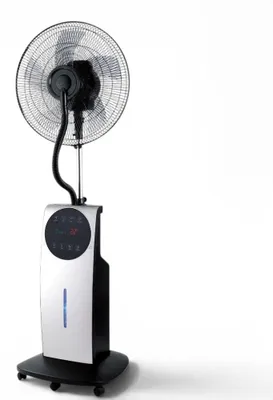 Image de Ventilateur multifonction à 3 pales avec roulettes et brumisateur, 100 W, écran LED, Nebuly