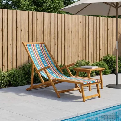 Produktbild von Möbel Klappbare Sonnenliege 3 Position Massives Eukalyptus Holz - Gartenliegen &22303