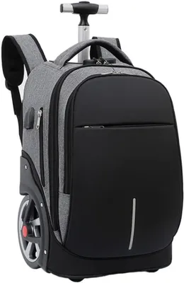 Productafbeelding van Rollende Rugzak - Trolley Tas - Reizen en Werk - Met USB Poort - 19 Inch Laptop - Grijs
