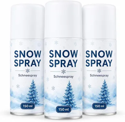 Imagen del producto de Spray para nieve artificial, 3 unidades de 150 ml, nieve decorativa blanca para ventanas, espejos, ramas de pino y coronas, efecto de nieve invernal para proyectos de manualidades y decoración navideña.