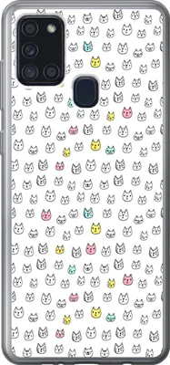 Produktbild von MuchoWow® Handyhülle Schutzhülle Hülle für Telefoonhoesje Samsung Galaxy A21s Mädchen - Katze - Haustiere - Muster - Mädchen - Kinder - Kinder Silikon Softcase Handy Hülle - Hartschale