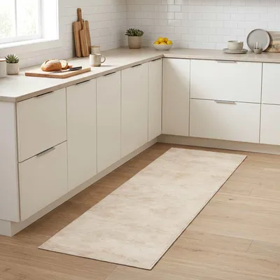 Imagen del producto de Alfombra para cocina, color crema, hormigón, 300 x 60 cm, 100% poliamida, lavable