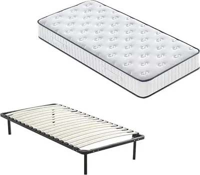 Image de DEWINNER Matelas à mémoire de forme Matelas+sommier à lattes sur pieds (90x190, 22)