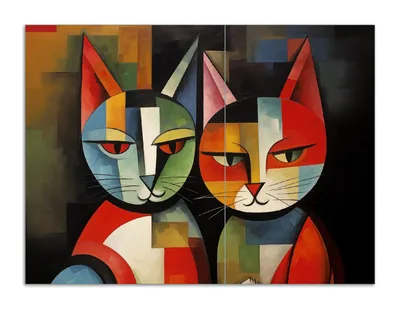 Produktbild von Wallario Herdabdeckplatte aus Glas, Größe 70 x 52 cm 2-teilig, Motiv Lesende Katzen