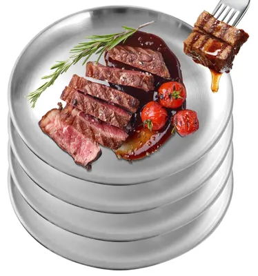 Immagine prodotto di Solidchoice - Set di 4 piatti da campeggio in acciaio inossidabile, diametro 23 cm