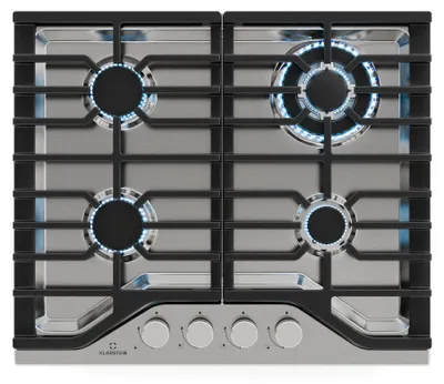 Obrázek produktu pro KlarsteinPlynová varná deska Turbocast, 304 nerezová ocel, 4 hořáky, profesionální litinový držák, hořák wok