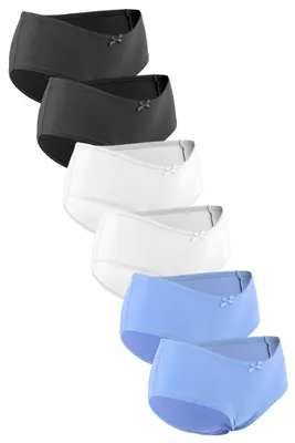 Produktbild von Fabio Farini - 6 Stück Damen Mid Taillenslips Unterhosen - Frauen Baumwoll Panty mit Stretch im sportlich modernen Design mit Schleifchen