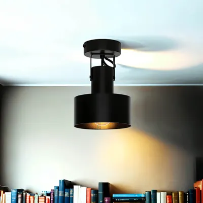 Produktbild von Deckenspot Schwarz E27 Metall Ø 15 cm verstellbar Flur Küche Deckenlampe Deckenleuchte