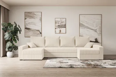 Produktbild von ALTDECOR Ecksofa mit Schlaffunktion und Bettkasten Corner Sofa Eckcouch Couch U-Form universal, links/rechts angeordnet Schlafcouch Ausziehbar Wohnlandschaft  ALESIA-U - 301x140x90cm Beige