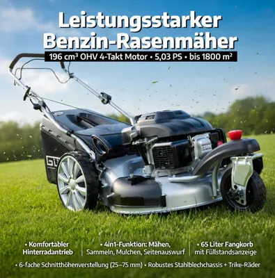 Produktbild von GÜDE Rasenmäher Benzin mit Antrieb Trike Premium Big Wheeler Trike 515D 4in1
