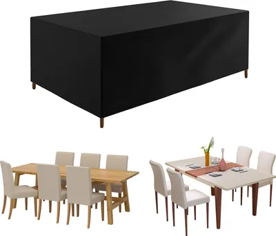 Image de Couverture imperméable pour meubles de terrasse, Couverture pour meubles de terrasse en gazon avec poignées rembourrées, Couverture pour tables de terrasse / d'extérieur,213*132*74cm