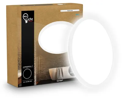 Image de Plafonnier LED salle de bain projections d'eau plat, blanc Ø42cm rond 22W 3000lm 4000K blanc neutre