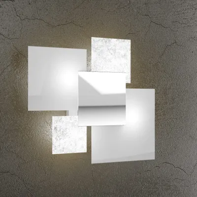 Produktbild von Moderne Deckenleuchte 1088/45-FA Weißes Glas und Blattsilber 4xG9