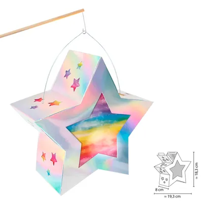 Produktbild von URSUS Laternen-Bastelset Twinkle Star, Metallic Silber Irisierend