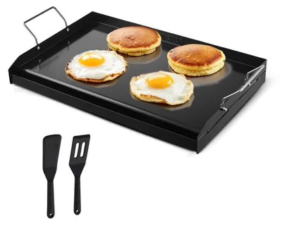 Image de Poêle à griller VEVOR en acier au carbone, poêle à griller rectangulaire universelle (605 x 360 mm) pour griller le teppanyaki, ustensile de cuisine portable pour la maison avec poignée