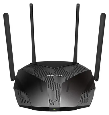 Produktbild von Mercusys MR80X, Wi-Fi 6 (802.11ax), Dual-Band (2,4 GHz/5 GHz), Ethernet/LAN, Schwarz, Tabletop-Router