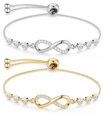 Produktbild von Silber Armband Unendlichkeitszeichen Set, Freundschaftsarmbänder Gold Damen