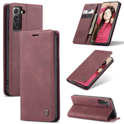 Produktbild von König Design Hülle kompatibel mit Samsung Galaxy S21 FE Kunstleder Handyhülle - Handy Case Rot
