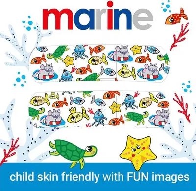 Produktbild von Famanu Kinderpflaster - Bunte Designs - Hautfreundlich und wasserabweisend - 25 x 57 mm - Marine