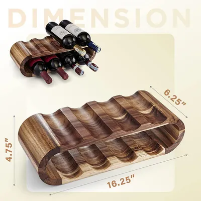 Produktbild von Freistehendes Acacia Holz Weinregal mit 8 Weinflaschenhaltern - Weinregal Organizer für Wohnkultur und Weingeschenke - Keine Montage erforderlich
